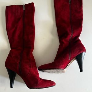 Via Spiga Red Suede Leather Boots